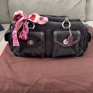 Coach signature pocket tote satchel
